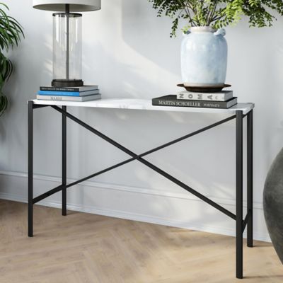 Hudson&Canal Braxton Black and Marble Console Table