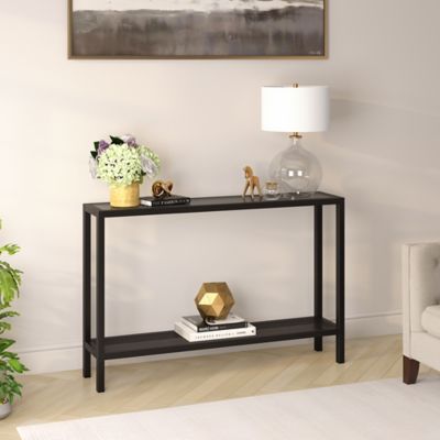Hudson&Canal Rigan 46 in. 2-Shelf Console Table in Blackened Bronze
