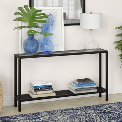 Hudson&Canal Rigan 55 in. 2-Shelf Console Table in Blackened Bronze