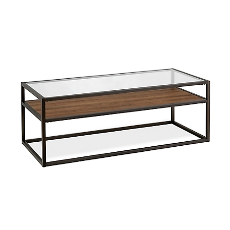 Hudson&Canal Addison Blackened Bronze and Oak Coffee Table