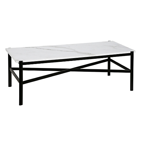 Hudson&Canal Braxton Faux Marble Blackened Bronze Coffee Table