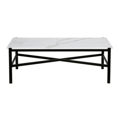 Image showing  Braxton Rectangular Faux Marble Coffee Table, 46 in., Blackened Bronze