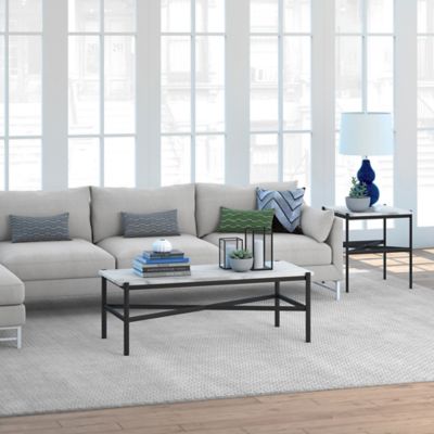 Image showing  Braxton Rectangular Faux Marble Coffee Table, 46 in., Blackened Bronze