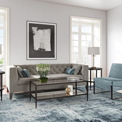 Image showing  Hera Rectangular Coffee Table with Mirrored Shelf