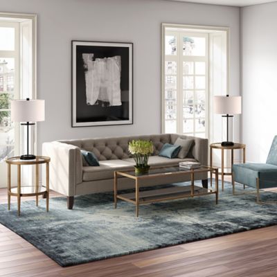 Image showing  Hera Rectangular Coffee Table with Mirrored Shelf