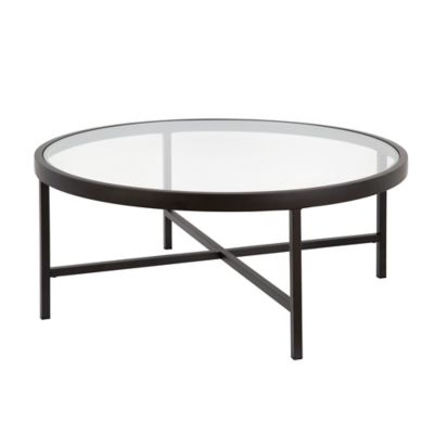 Image showing  Sivil Round Coffee Table with Tempered Glass Top, Blackened Bronze