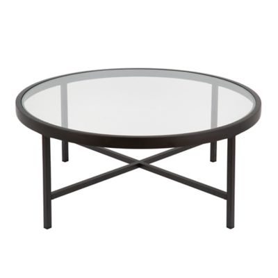Image showing  Sivil Round Coffee Table with Tempered Glass Top, Blackened Bronze