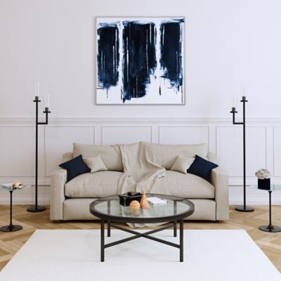 Image showing  Sivil Round Coffee Table with Tempered Glass Top, Blackened Bronze