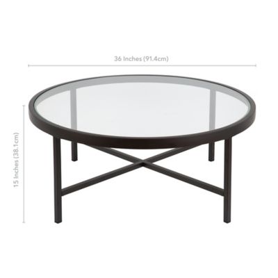 Image showing  Sivil Round Coffee Table with Tempered Glass Top, Blackened Bronze
