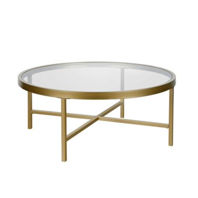 Image showing  Sivil Round Coffee Table with Tempered Glass Top, Blackened Bronze