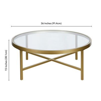 Image showing  Sivil Round Coffee Table with Tempered Glass Top, Blackened Bronze