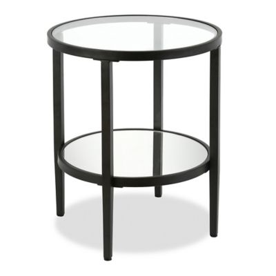 Image showing  Hera Round Mirrored Table with 1 Shelf, Black/Bronze