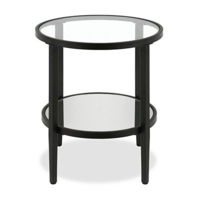 Image showing  Hera Round Mirrored Table with 1 Shelf, Black/Bronze