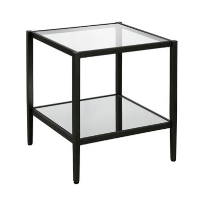 Image showing  Hera Square Mirrored Table with 1 Shelf, Black/Bronze