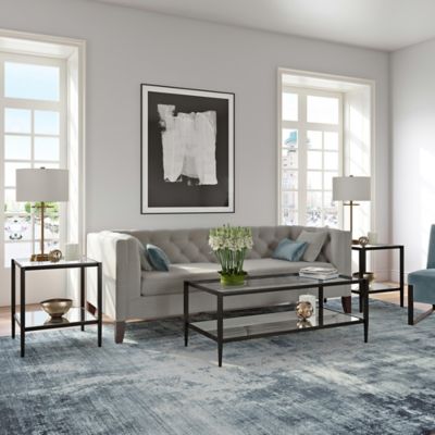 Image showing  Hera Square Mirrored Table with 1 Shelf, Black/Bronze