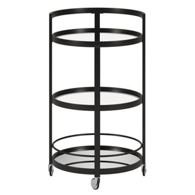 Image showing  3-Tier Hause Mirrored Wheeled Bar Cart