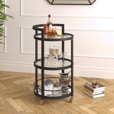 Image showing  3-Tier Hause Mirrored Wheeled Bar Cart