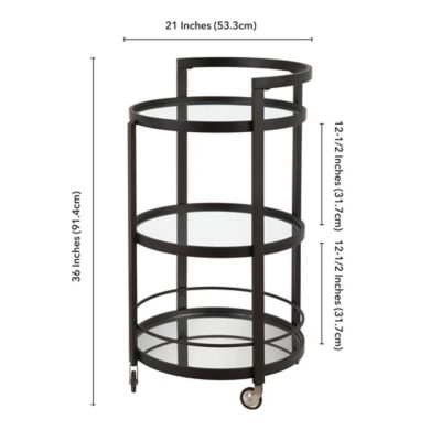 Image showing  3-Tier Hause Mirrored Wheeled Bar Cart