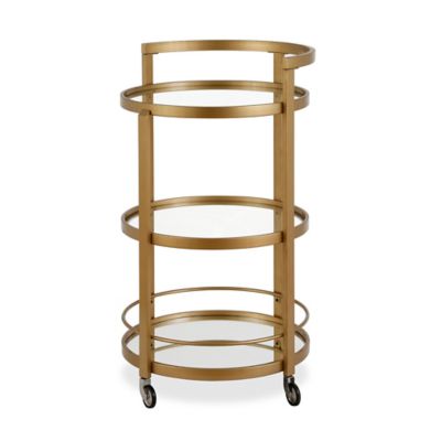 Image showing  3-Tier Hause Mirrored Wheeled Bar Cart