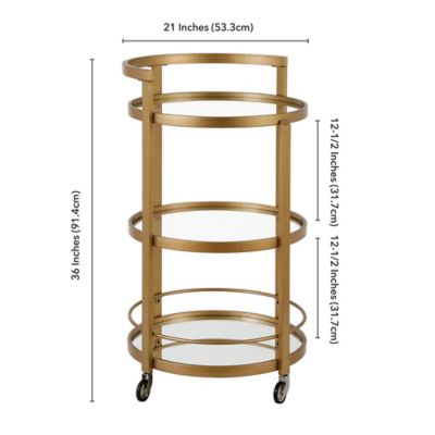 Image showing  3-Tier Hause Mirrored Wheeled Bar Cart