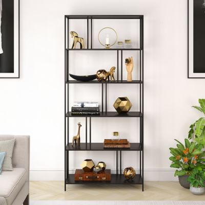 Hudson&Canal 5-Tier Ernest Bookcase, Blackened Bronze