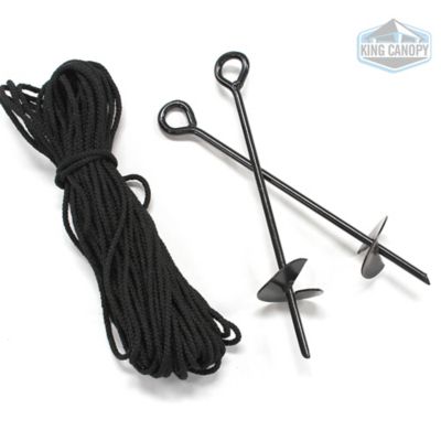 Image showing  Screw-In Steel Auger Anchor Kit with Rope, Black, 6-Pack