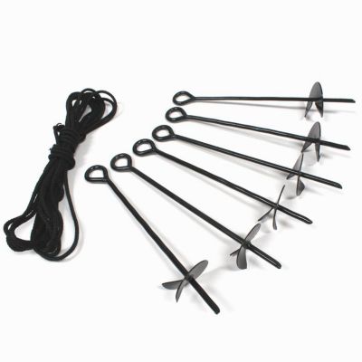 Image showing  Screw-In Steel Auger Anchor Kit with Rope, Black, 6-Pack