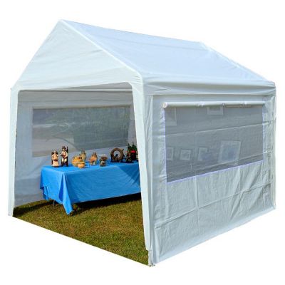 Sunjoy 12x20 Metal Carports, Outdoor Living Pavilion, Gazebo with Ceiling  Hook and Fabric Enclosure