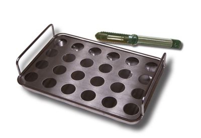 King Kooker 24-Hole Stainless Steel Jalapeno Rack and V-Bottom Cooking Tray with Corer Tool, Lifting Handles