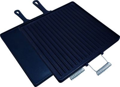 King Kooker 2-Sided Square Pre-Seasoned Cast-Iron Griddle with Handle, 14 in. x 14 in.
