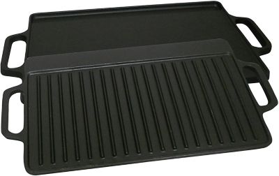 King Kooker 2-Sided Pre-Seasoned Cast-Iron Griddle, 2 Helper Handles