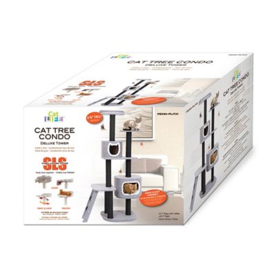 Image showing  68 in. 2-Post Vertical Cat Tree with Hide-Away, Fleece and Sisal Rope