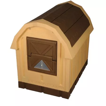 Dog Palace Premium Insulated Plastic Outdoor Dog Kennel Beige/Brown Dog Houses