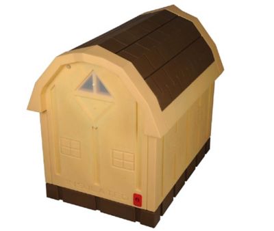 Image showing  Premium Insulated Outdoor Plastic Dog House, Tan/Brown