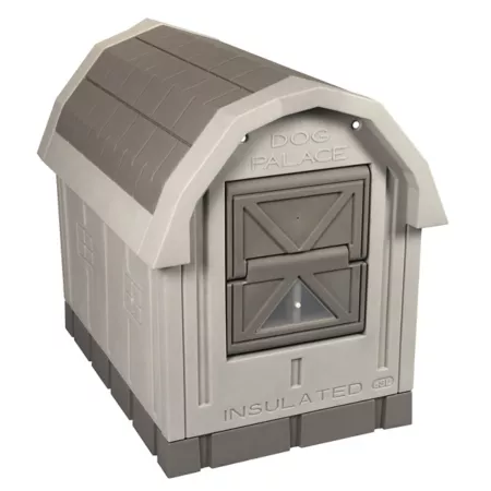 Dog Palace Premium Plastic Insulated Outdoor Dog Kennel Taupe Gray Dog Houses