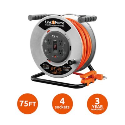 Image showing  75 ft. Indoor/Outdoor Contractor-Grade Heavy-Duty High-Visibility Power Reel Extension Cord, 4 Outlets
