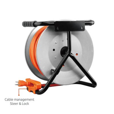 Image showing  75 ft. Indoor/Outdoor Contractor-Grade Heavy-Duty High-Visibility Power Reel Extension Cord, 4 Outlets