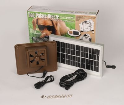 Solar powered exhaust fan for store dog house