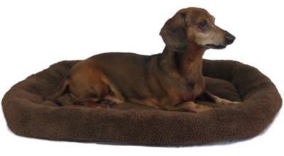 Image showing  Rectangular Fleece Bagel Pet Bed, Brown