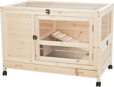 TRIXIE X-Small Natura Indoor Rabbit Hutch on Wheels with Pull-Out Tray, 35.4 in. x 22 in.