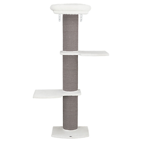 TRIXIE Acadia Cat Tower with Wall Support, Oversized Scratching Post, Three Platforms, Removable Bed, Wall Brackets Included