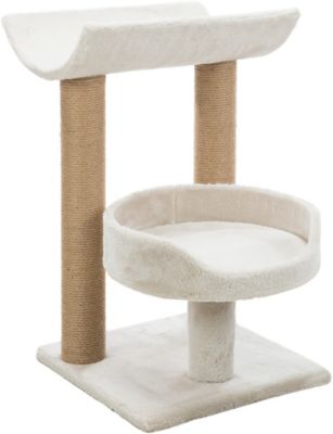 TRIXIE Isaba Scratching Post Cat Tree with Two Platforms, Light Gray