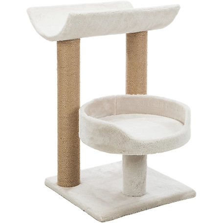 TRIXIE Isaba Scratching Post Cat Tree with Two Platforms, Light Gray