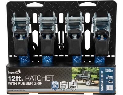 Buyers Products 1 x 12ft. Padded Handle Ratchet, 600 lb., 4 pack, 5483215