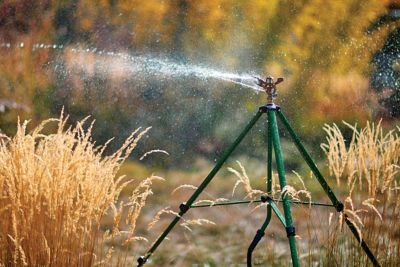 Image showing  6,359 sq. ft. 90 ft. Brass Impact Sprinkler on Adjustable Tripod, 3/4 in.