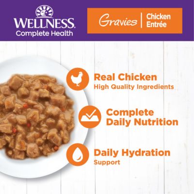 Image showing 2 th Wellness Complete Health Gravies Chicken Dinner Wet Cat Food, 5.5 oz.