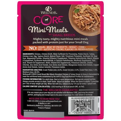 Image showing  Natural Grain Free Small Breed Mini Meals Wet Dog Food, Shredded Chicken & Turkey Dinner in Gravy, 3 oz. Pouch