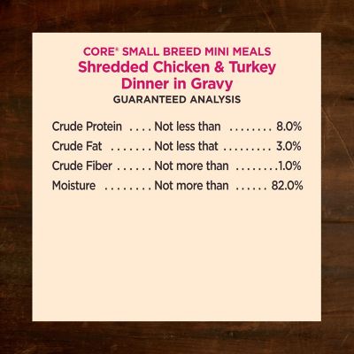 Image showing 5 th Wellness CORE Natural Grain Free Small Breed Mini Meals Wet Dog Food, Shredded Chicken & Turkey Dinner in Gravy, 3 oz. Pouch