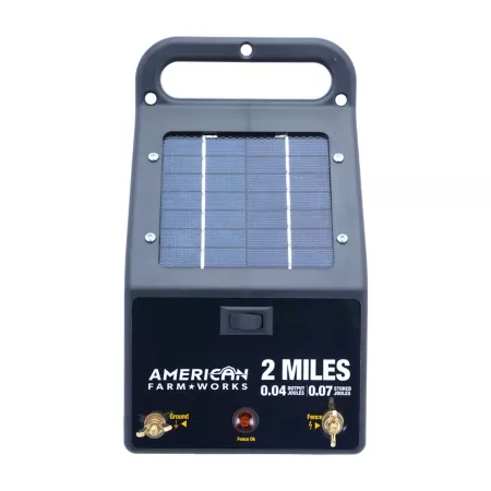 American Farm Works Solar Powered Fence Energizer 0.04 Joule 2 Mile Electric Fence Chargers