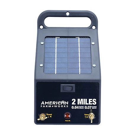 American Farm Works 0.04 Joule 2-Mile Solar-Powered Fence Energizer, 3-Year Warranty